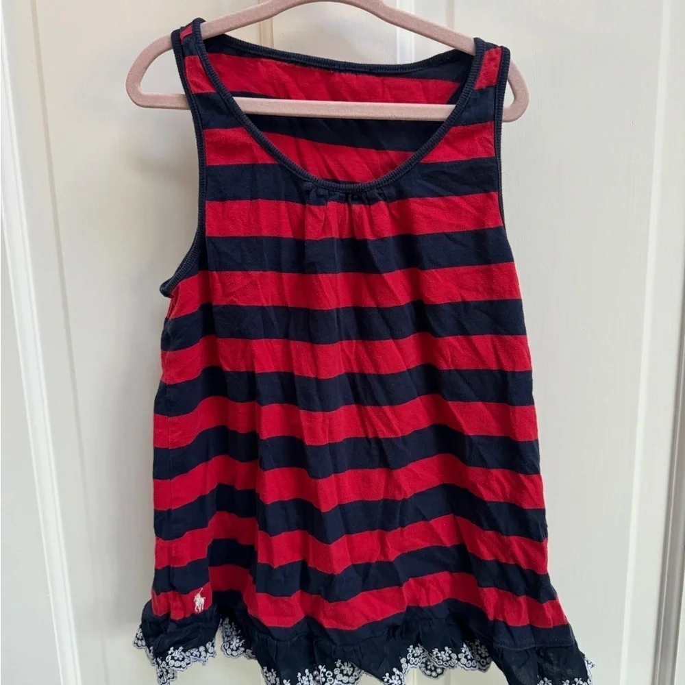 Polo Ralph Lauren 3T Red & Blue Striped Girls Tank Top Dress